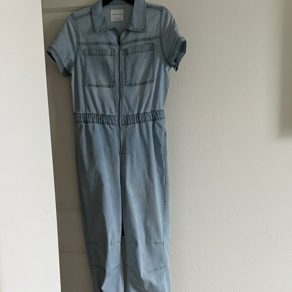 Celebrity Pink Light Blue Denim Jumpsuit - Picture 1 of 12
